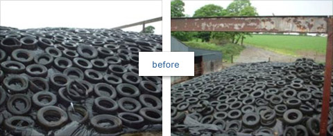 Tyres before being converted to Siloseal®
